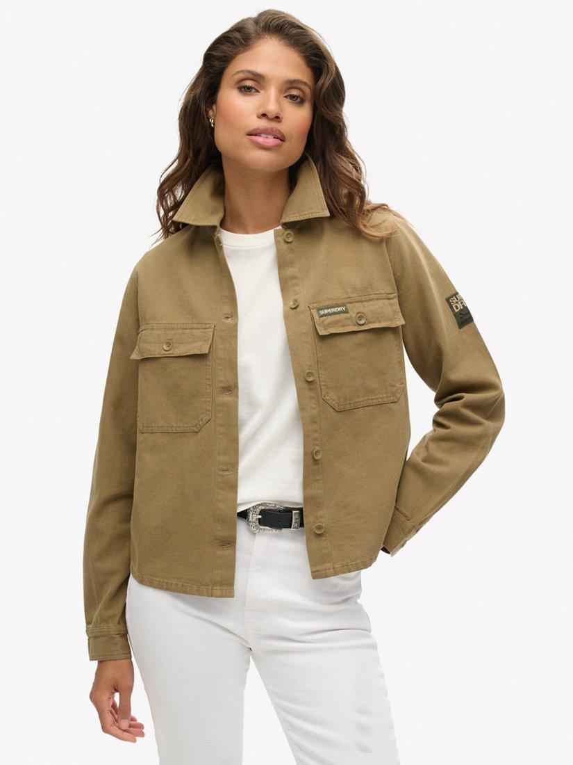 Superdry Embellished Military Shacket, Khaki