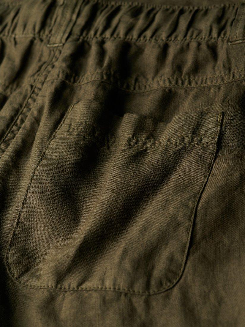 Product image 4 of 7, which shows Superdry Low Rise Wide Leg Linen Trousers, Washed Khaki, 8