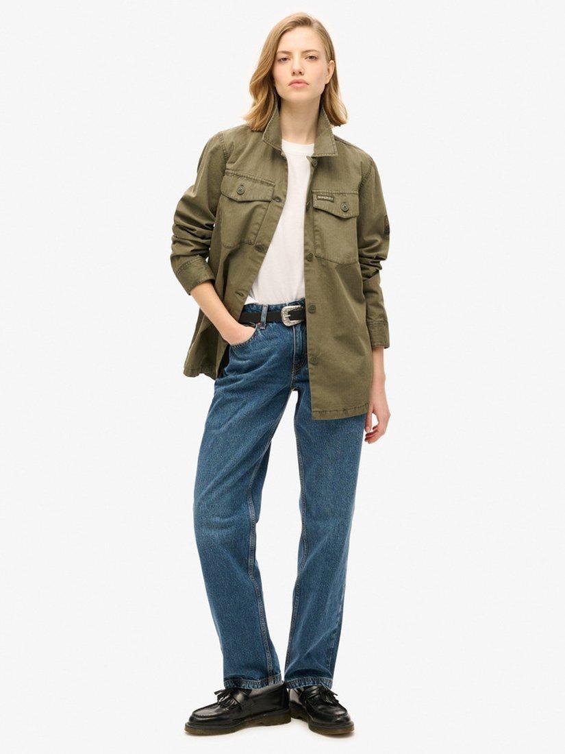 Product image 2 of 5, which shows Superdry Oversized Military Overshirt, Dusty Olive Green, 10