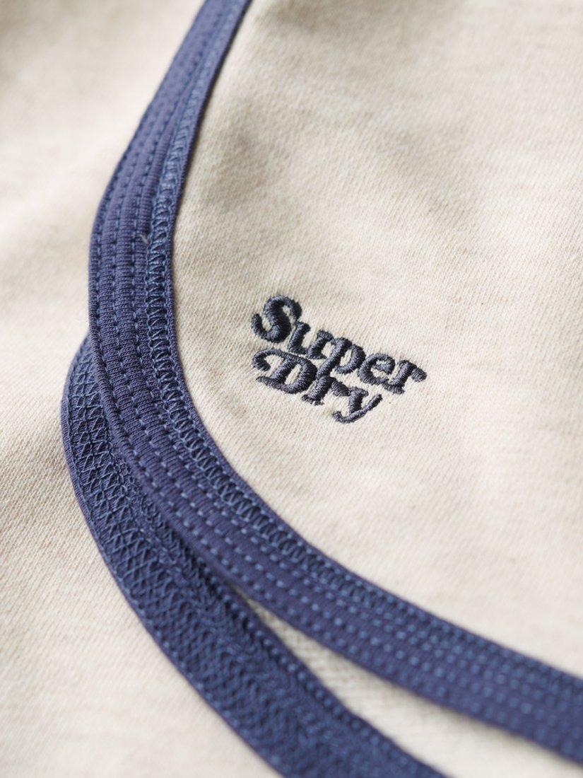 Product image 4 of 4, which shows Superdry Essential Logo Racer Shorts, Light Oat Marl/Navy, 16