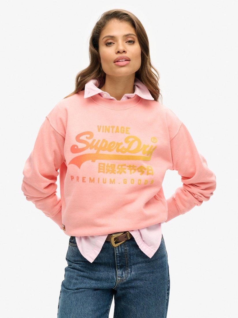 Superdry Tonal Loose Sweatshirt, Peach Pink Marl