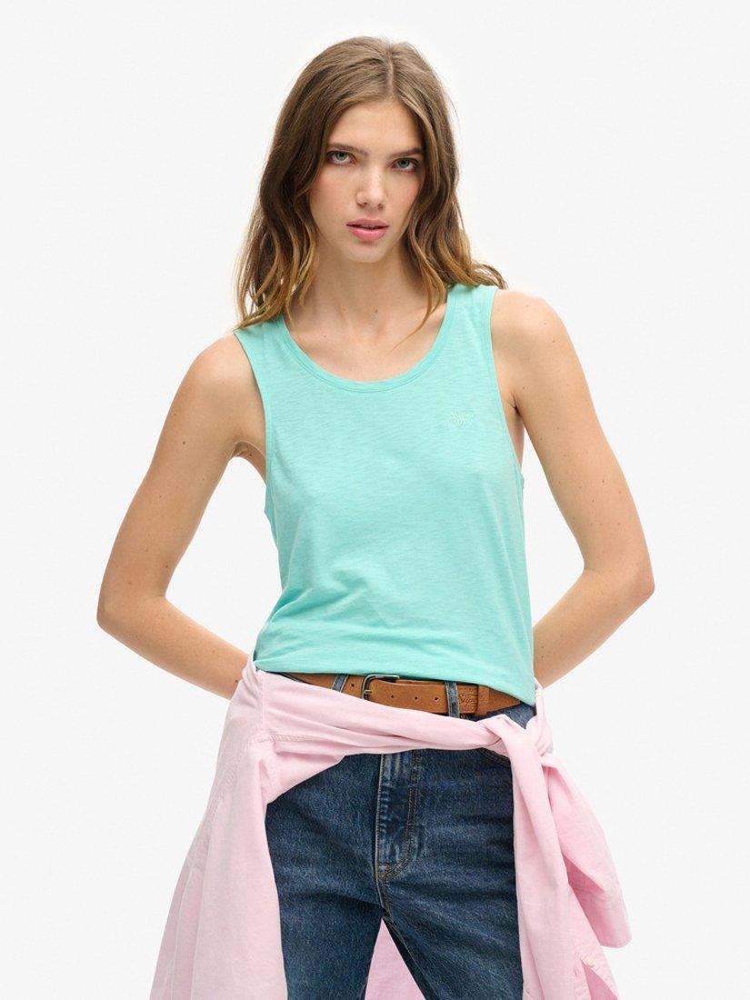 Product image 1 of 4, which shows Superdry Scoop Neck Tank Top, Fluro Mint, 8