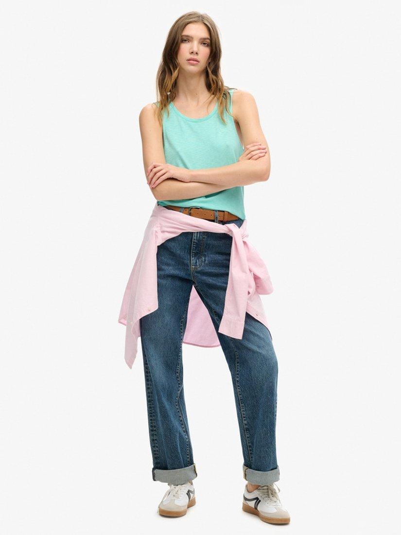 Product image 2 of 4, which shows Superdry Scoop Neck Tank Top, Fluro Mint, 8