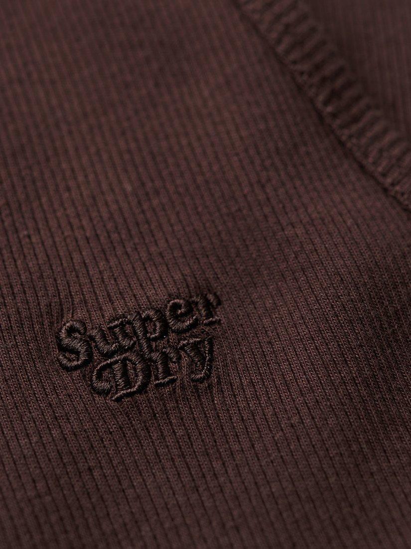 Product image 4 of 4, which shows Superdry Essential Logo Racer Vest Top, Dark Brown, 10-12