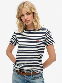 Superdry Essential Logo Striped Fitted T-Shirt, Richest Navy