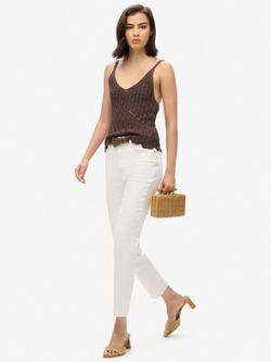 Superdry Crochet Cami Top - view 2, Dark Oak Brown