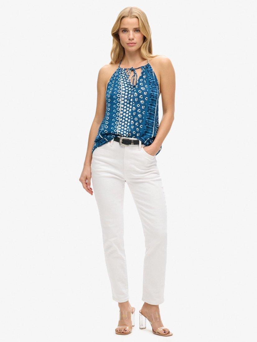 Product image 2 of 5, which shows Superdry Beach Halter Top, Shibori Blue Border, 16