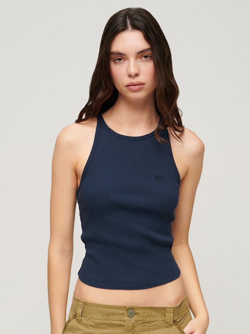 Superdry Essential Logo Racer Vest Top, Richest Navy