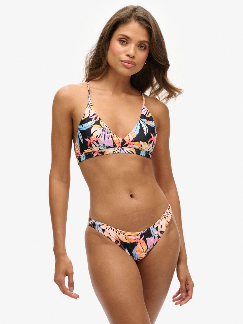 Product image 1 of 5, which shows Superdry Floral Cross Back Triangle Bikini Top, Orange Tropic, 10