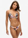 Superdry Floral Cross Back Triangle Bikini Top, Orange Tropic