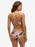 Superdry Floral Cross Back Triangle Bikini Top, Orange Tropic