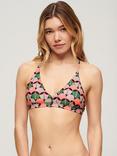 Superdry Cross Back Triangle Bikini Top, Orange/Multi