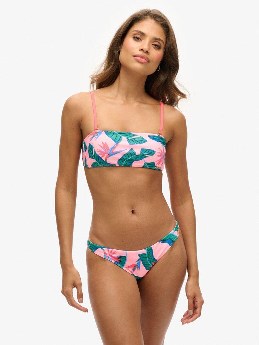 Product image 1 of 5, which shows Superdry Tropical Bandeau Bikini Top, Malibu Pink Paradise, 16