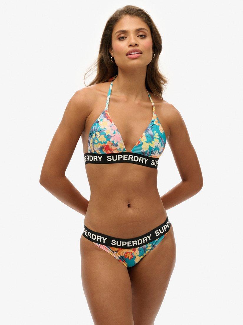 Product image 1 of 5, which shows Superdry Logo Triangle Bikini Top, Bali Blue Anemone, 12