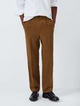 John Lewis Relaxed Fit Moleskin Cotton Blend Trousers, Dark Bronze