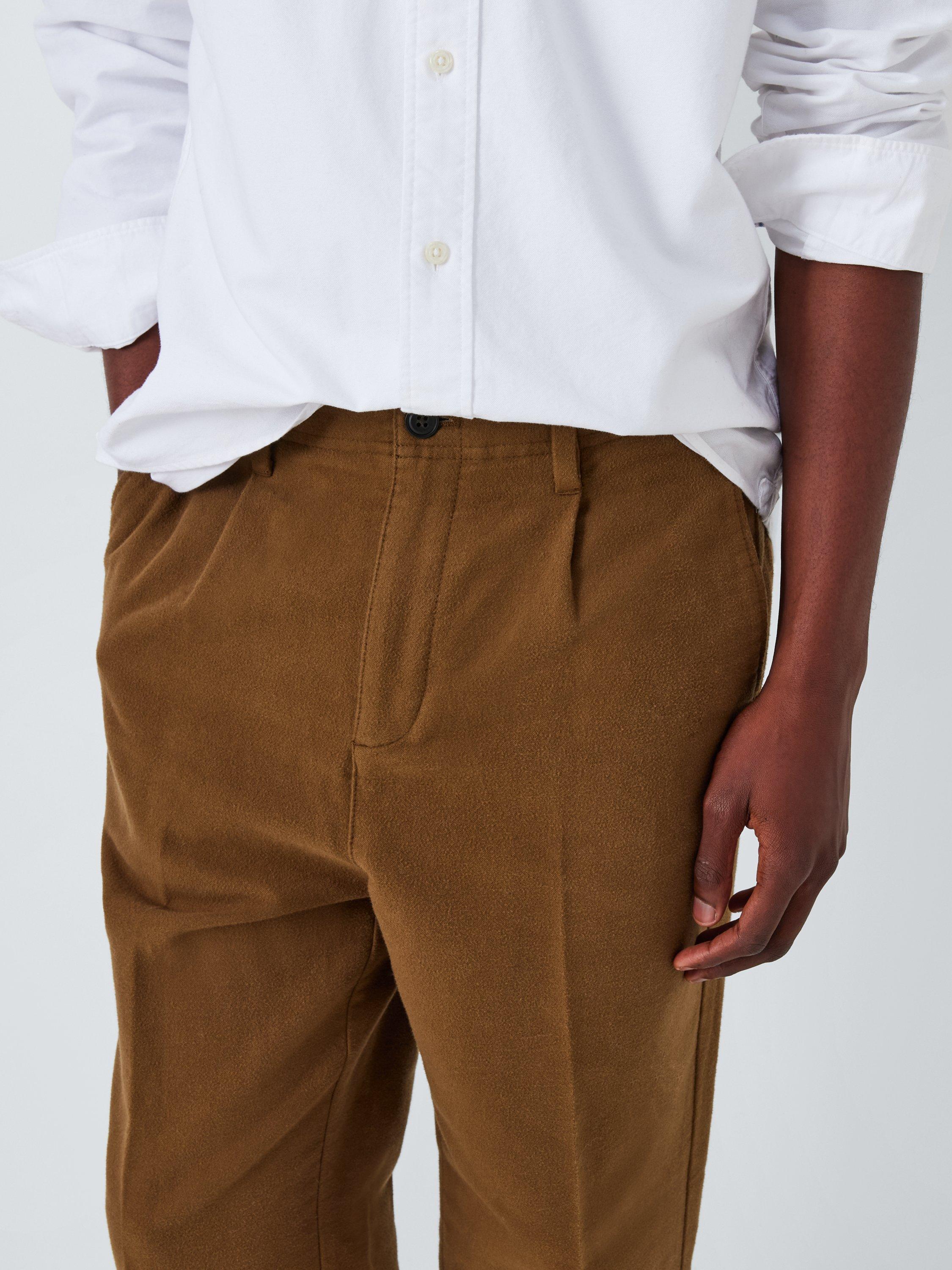 Product image 5 of 6, which shows John Lewis Relaxed Fit Moleskin Cotton Blend Trousers, Dark Bronze, 40R