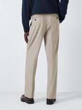 John Lewis Belted Relaxed Fit Cotton Blend Textured Trousers, Oatmeal