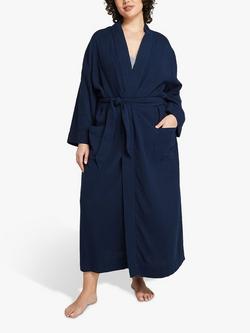 Nudea Organic Cotton Belted Robe, Navy