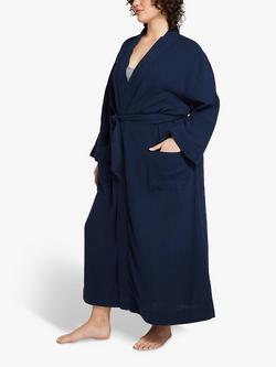 Nudea Organic Cotton Belted Robe - view 2, Navy