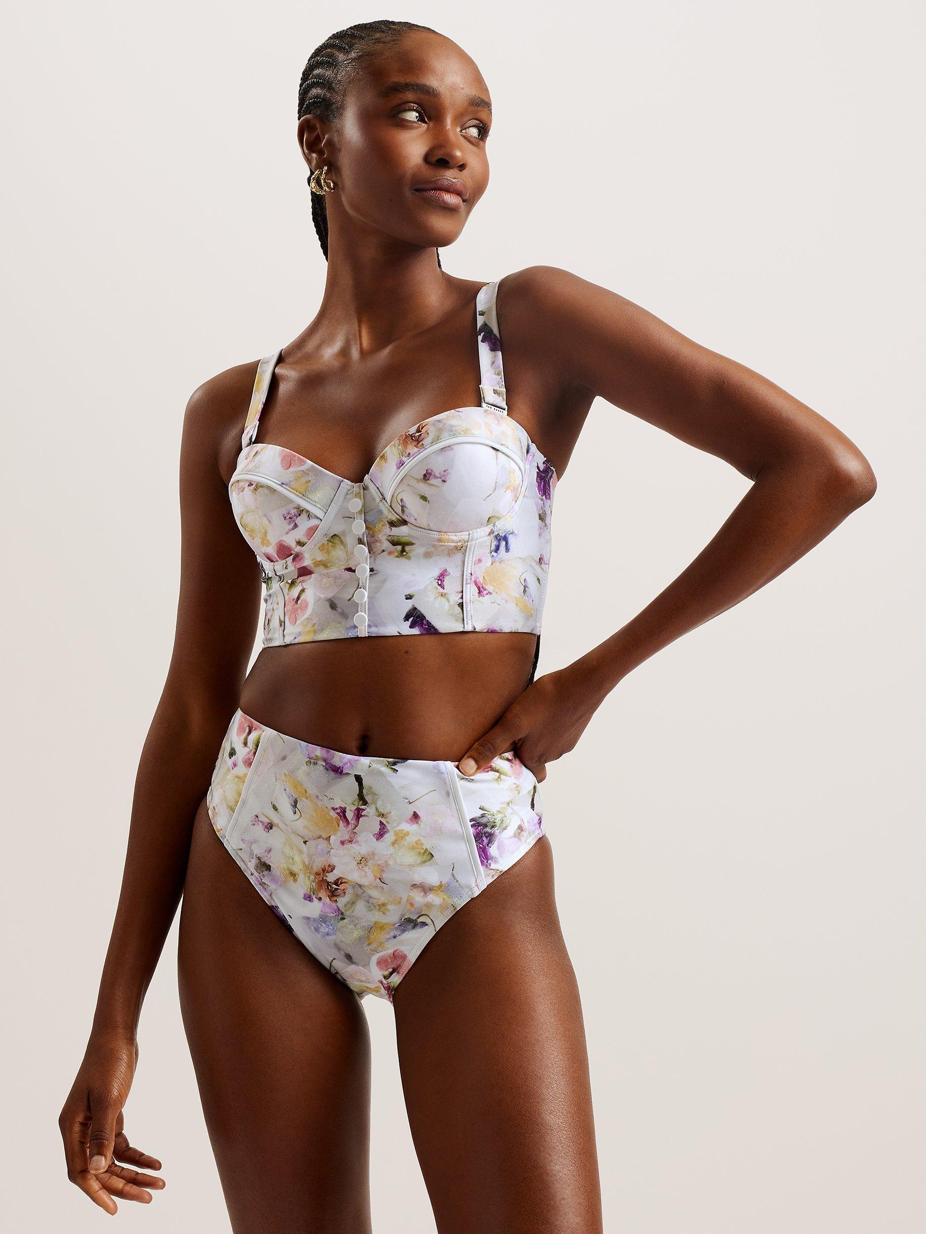 Ted Baker Ulania Longline Cupped Bikini Top White Multi