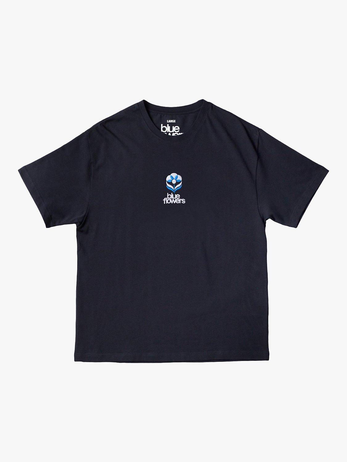 Product image 2 of 3, which shows Blue Flowers Flower T-Shirt, Black, S