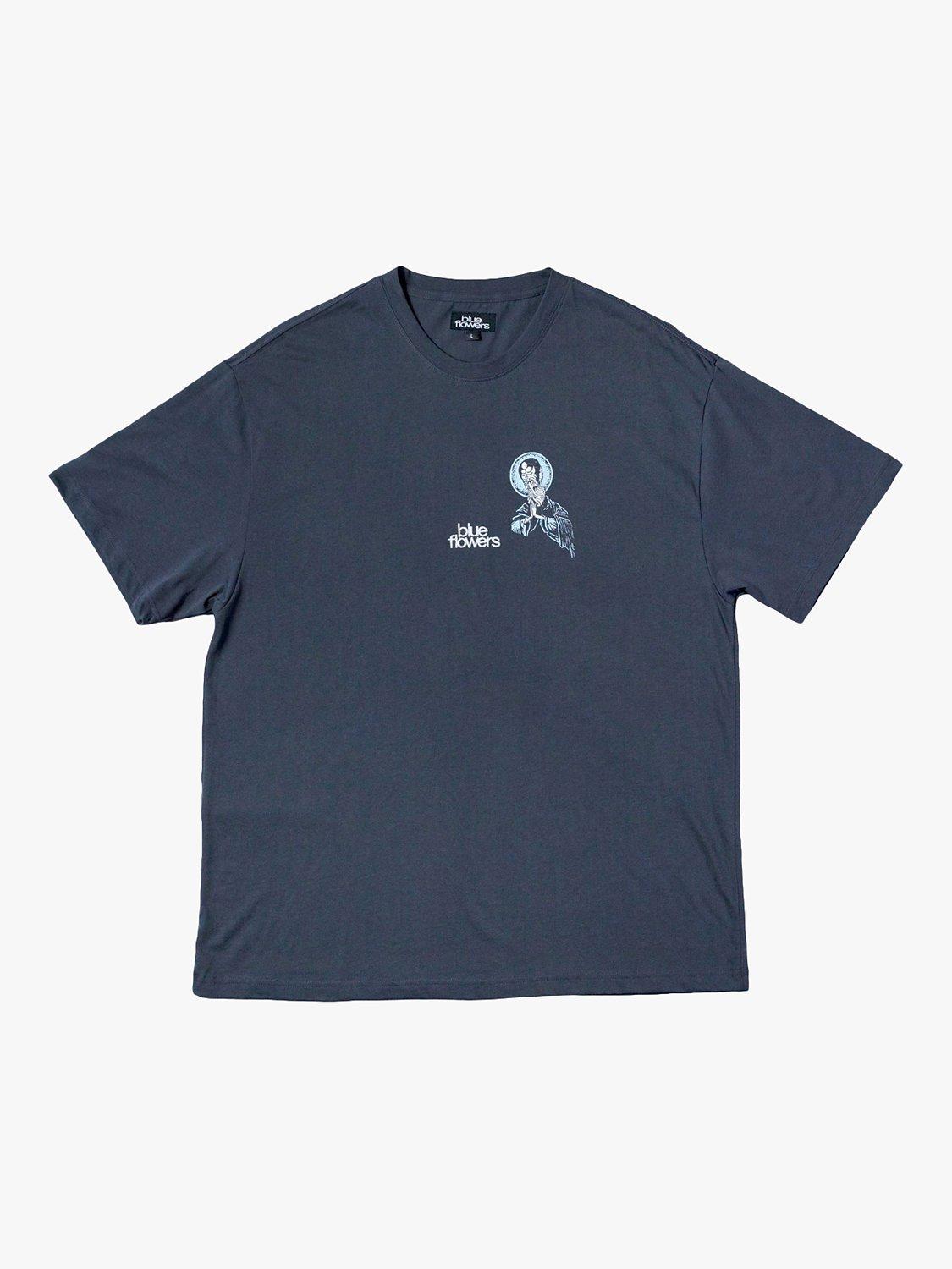 Product image 2 of 3, which shows Blue Flowers Higher Power T-Shirt, Dark Grey, S