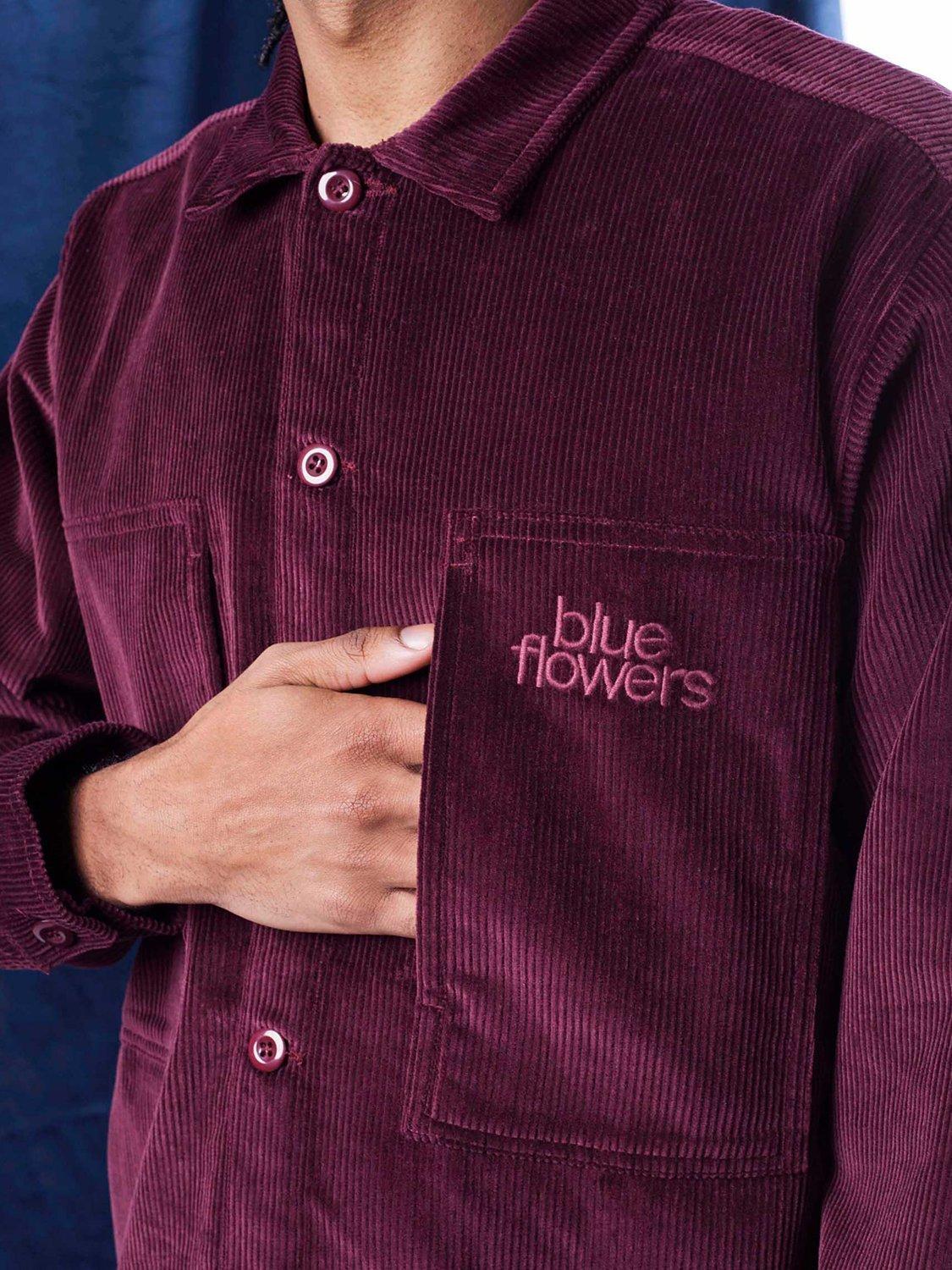 Product image 3 of 3, which shows Blue Flowers Guernica Shirt, Red Burgundy, S