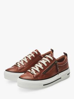 Moda in Pelle Filician Low Top Leather Trainers - view 2, Tan