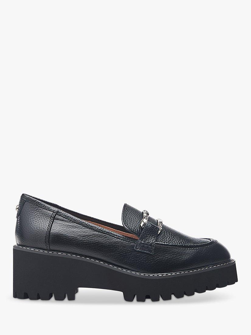 Moda in Pelle Faythe Chunky Block Heel Leather Loafers, Black