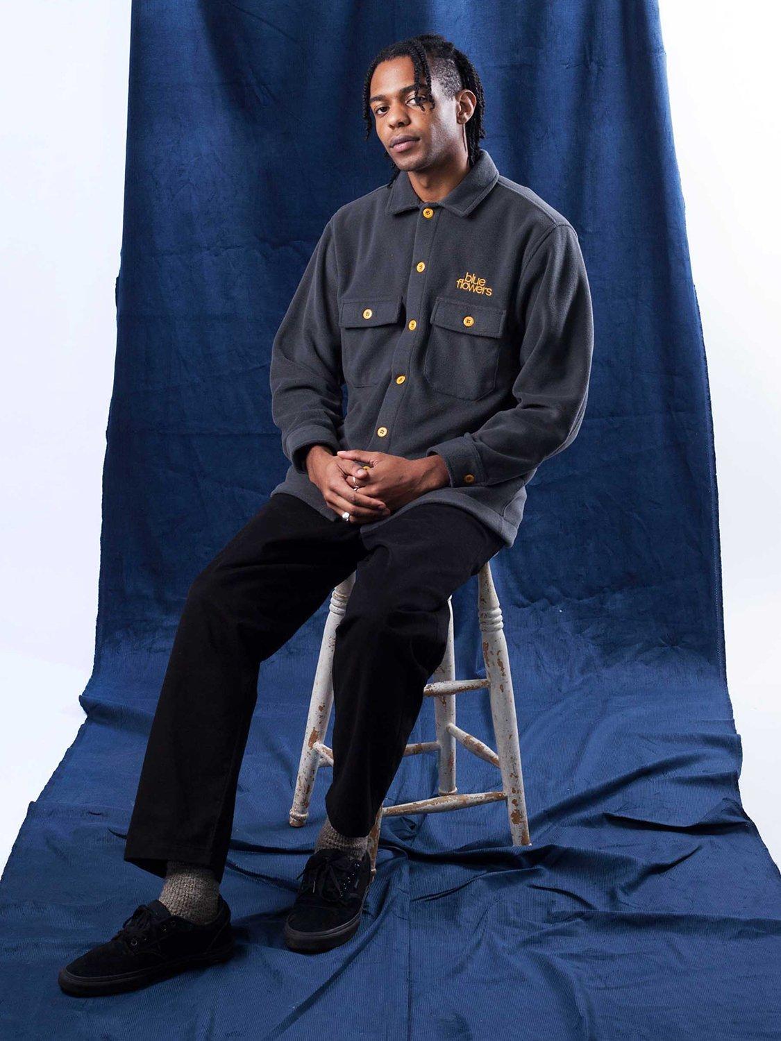 Product image 1 of 3, which shows Blue Flowers Spectral Shirt, Grey Charcoal, S