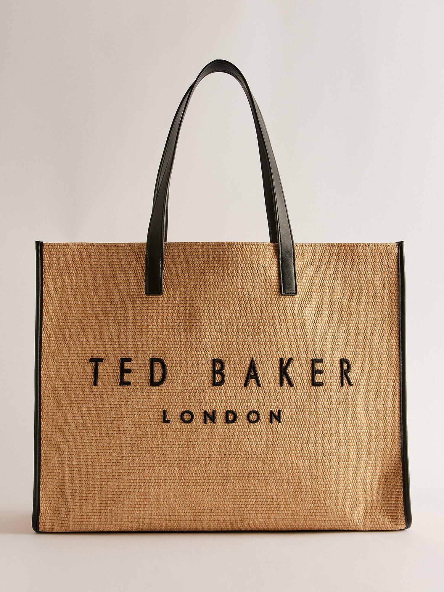 Ted Baker Pallmer Faux Raffia Large Icon Bag, Natural Cream