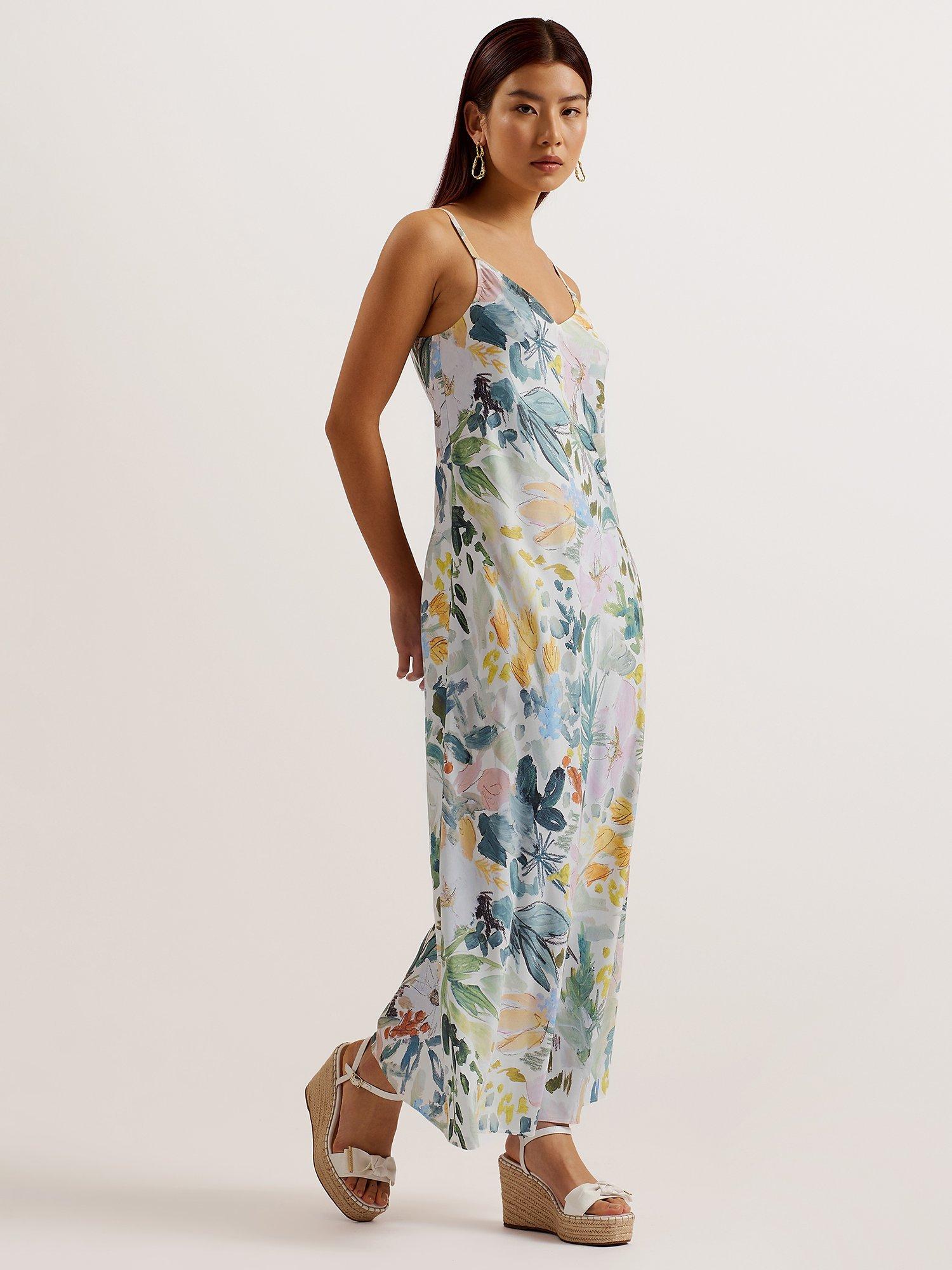 Ted Baker Adamela Abstract Print Sleeveless Maxi Dress, Natural Ivory/Multi