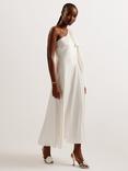 Ted Baker Rikuto Draped One Shoulder Midi Dress, Natural Ivory