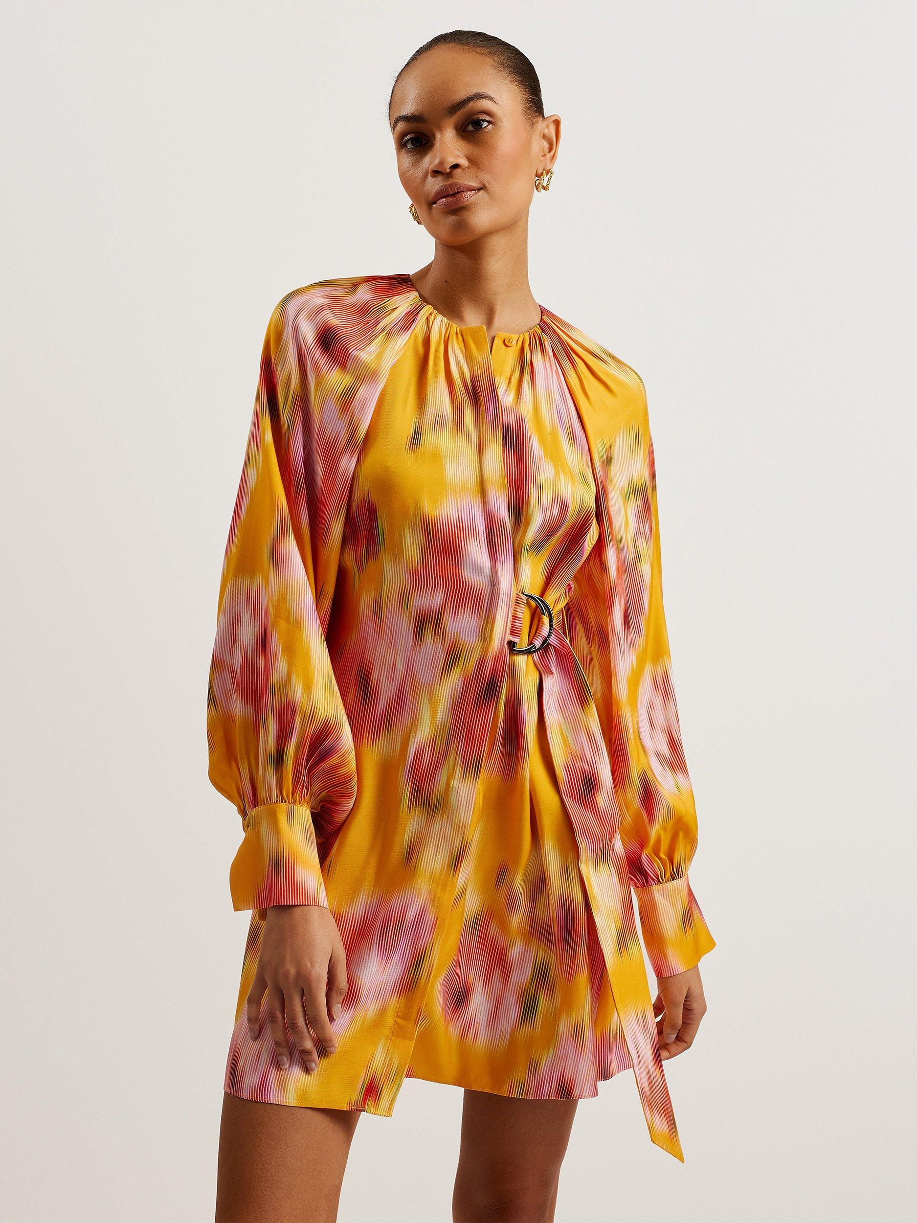 Ted Baker Akemi Graphic Print Mini Dress Orange Multi