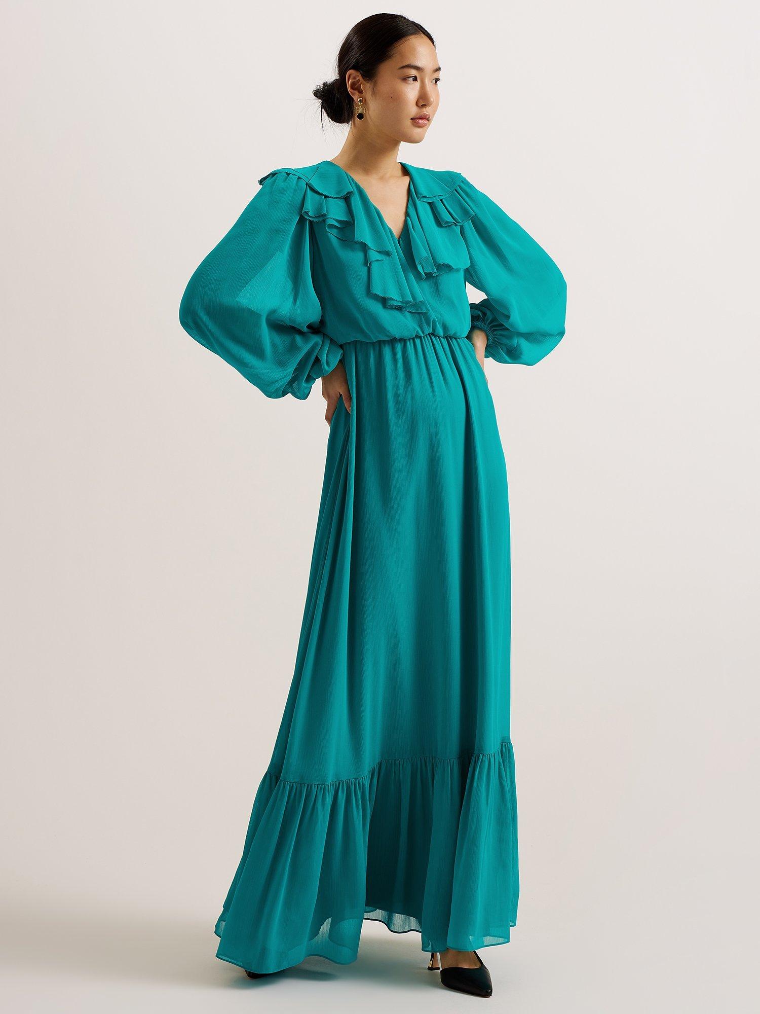 Ted Baker Keina Ruffle Detail Maxi Dress, Green