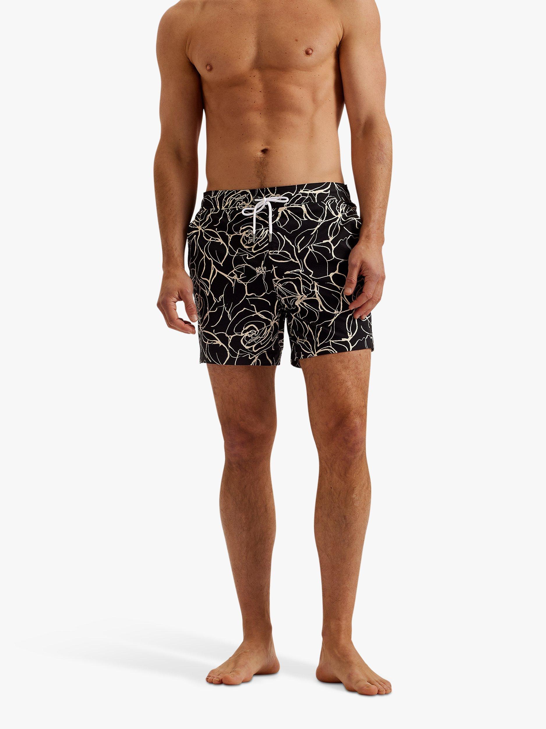 Ted Baker Floral Seersucker Swim Shorts, Black