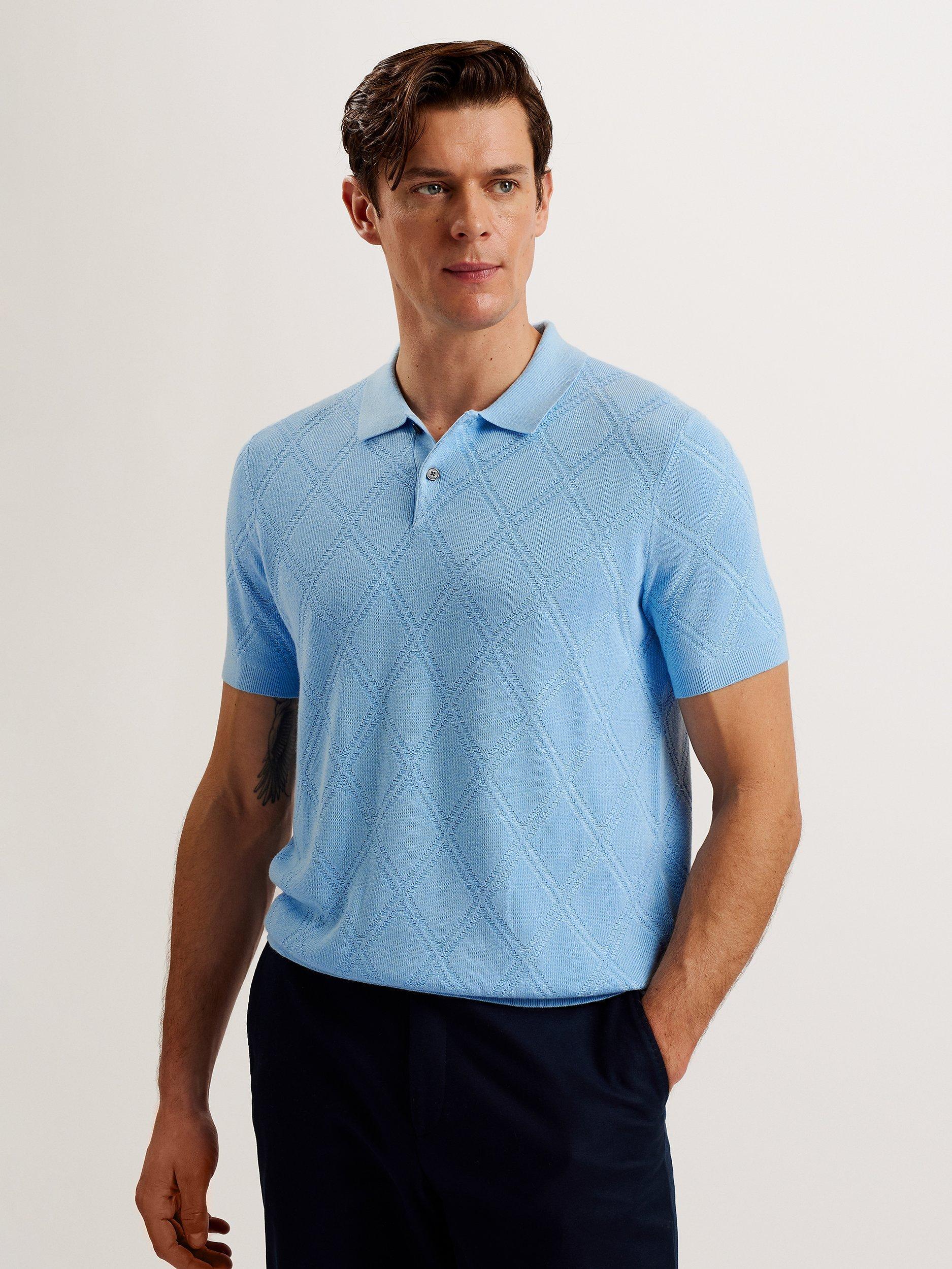 Ted Baker Ventar Regular Short Sleeve Polo Shirt, Light Blue