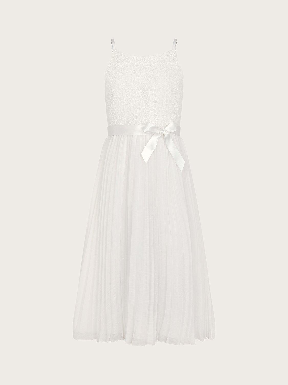 Monsoon Kids' Daisy Lace Truth Occasion Dress, Ivory