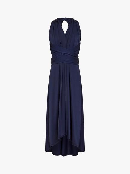 Monsoon Kids' Tia Twist Front Dip Hem Prom Dress, Navy, Navy