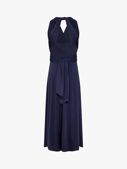 Monsoon Kids' Tia Twist Front Dip Hem Prom Dress, Navy - view 2, Navy