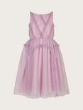 Monsoon Kids' Veronica Diamond Spot Ruffle Tulle Occasion Dress, Lilac