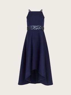 Monsoon Kids' Sequin Scuba Prom Dress, Navy, Navy