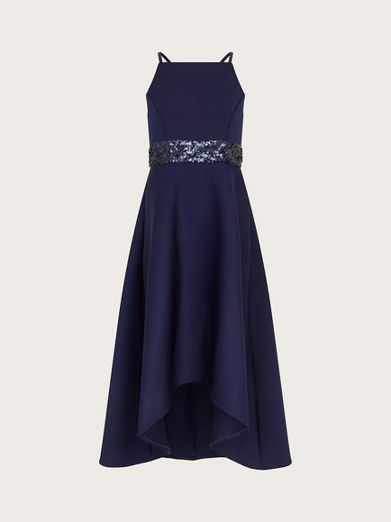 Monsoon Kids' Sequin Scuba Prom Dress, Navy, Navy