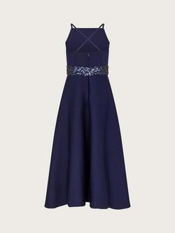 Monsoon Kids' Sequin Scuba Prom Dress, Navy - view 2, Navy