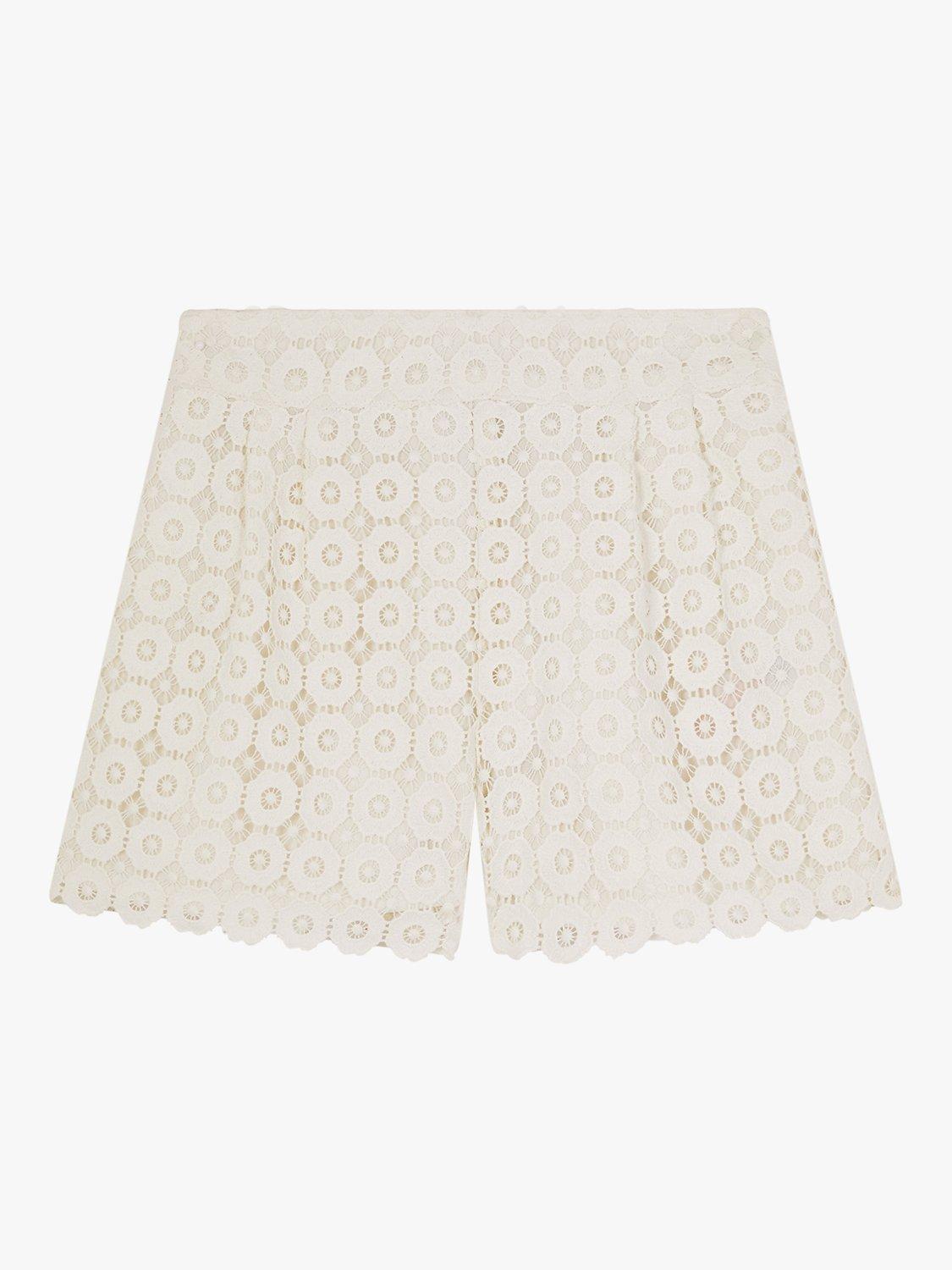 Monsoon Kids' Floral Lace Shorts, Ivory