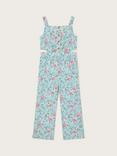 Monsoon Kids' Flamingo & Unicorn Print Cut Out Jumpsuit, Turquoise