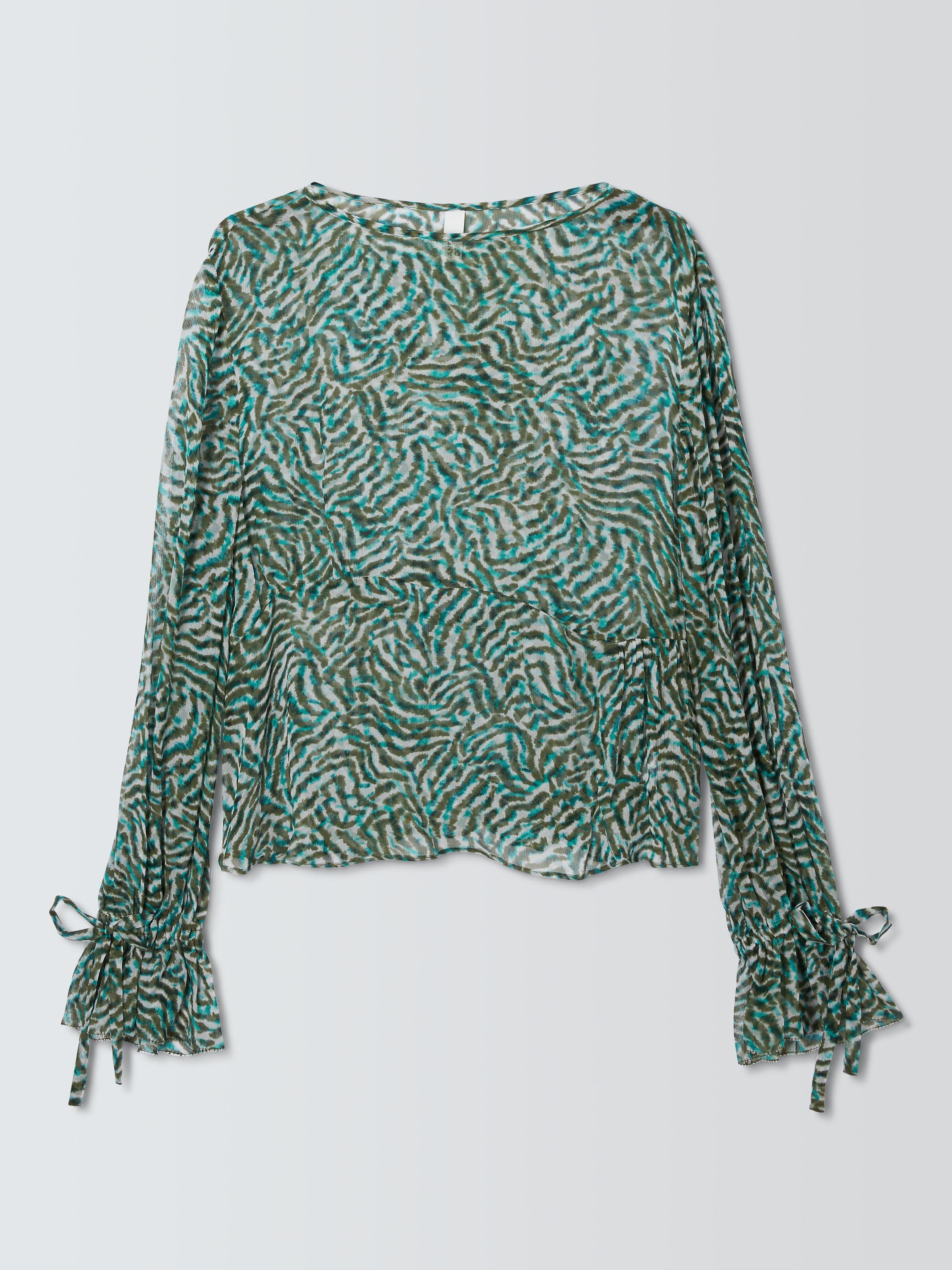 AND/OR Aurora Sheer Blouse, Green/Multi, 10