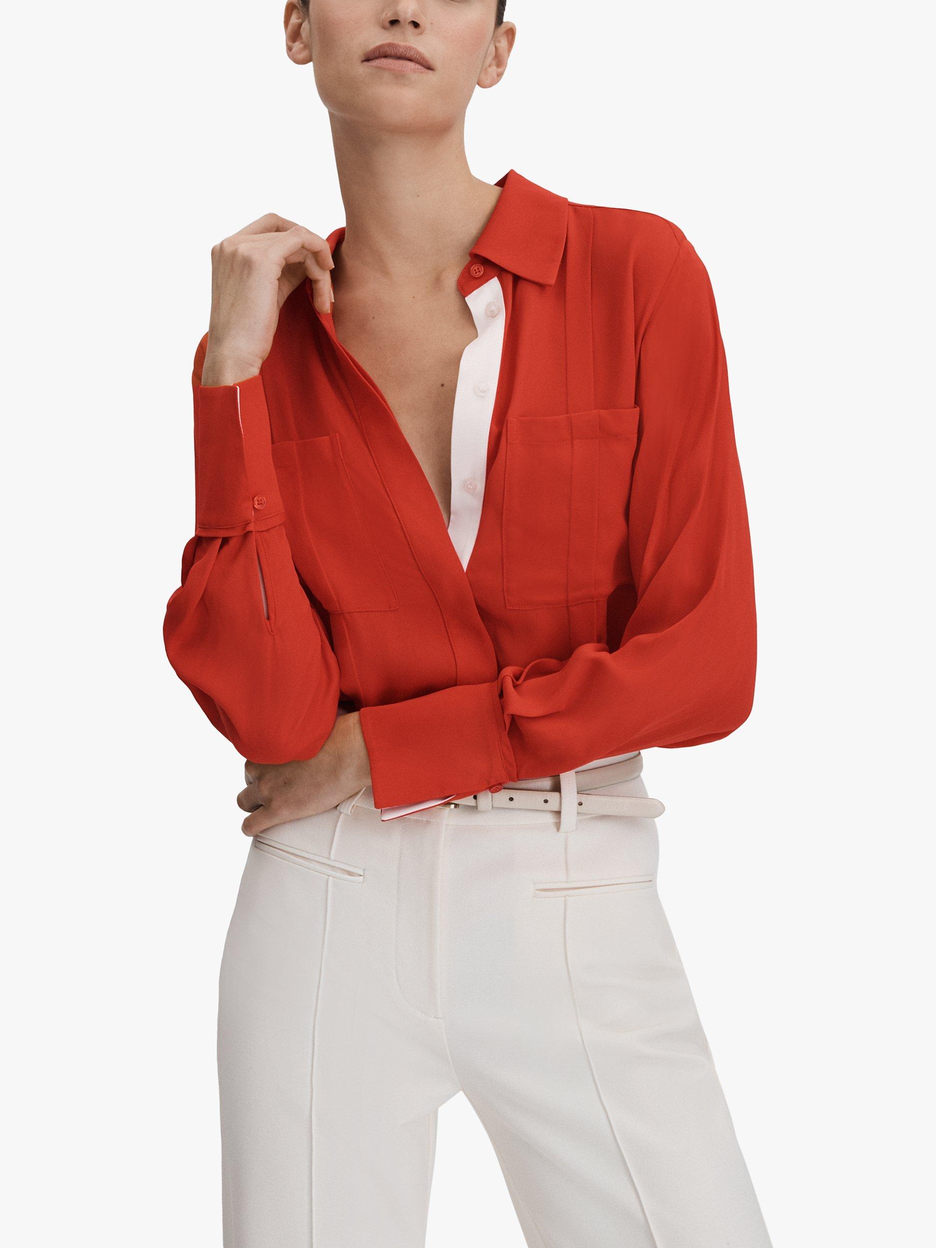 Reiss Rose Contrast Trim Shirt, Red