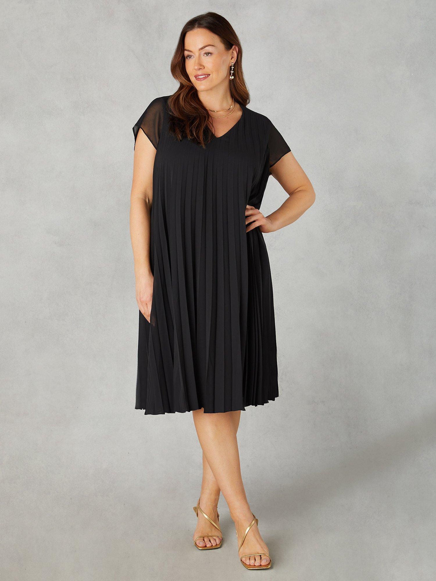 Live Unlimited Curve Petite Chiffon Pleated Dress Black