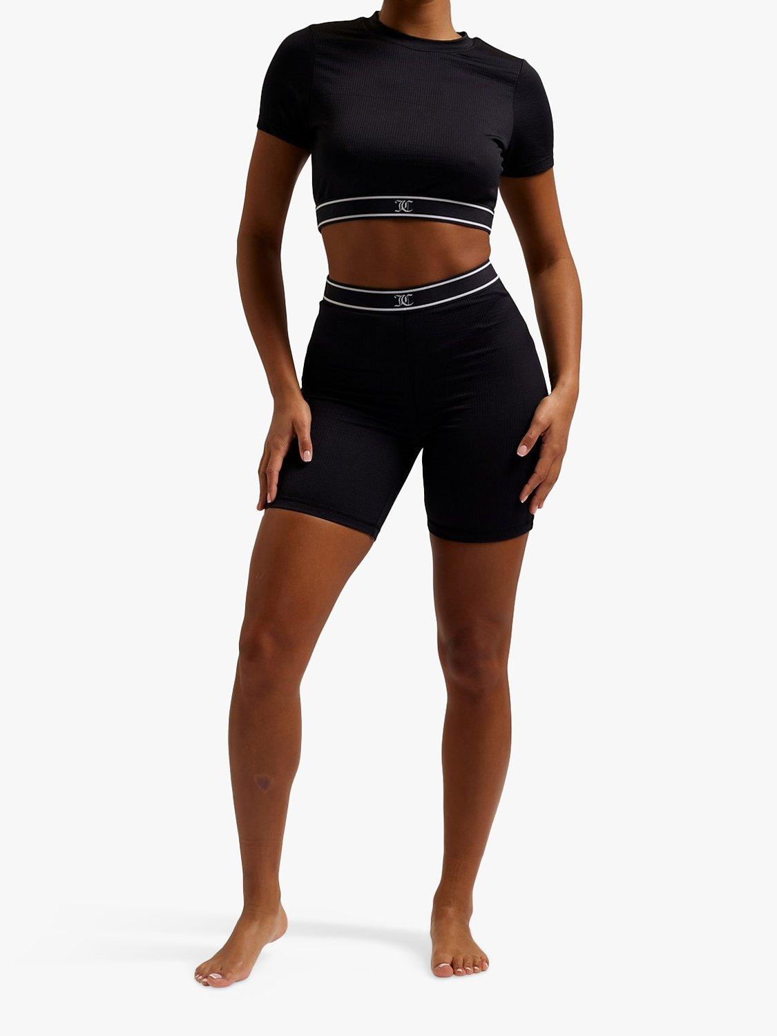Juicy Couture Rayon Rib Cycling Shorts, Black